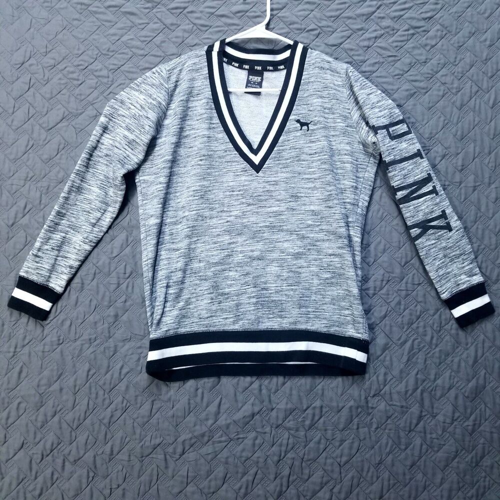 Victoria's Secret PINK Dog Heather Gray Pullover Lightweight Sweatshirt Size XS